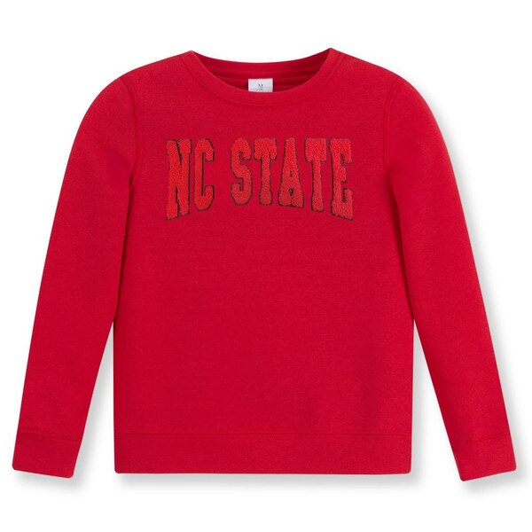 Red Youth Girls Fleece Crew - NC St